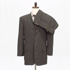 Tom James 44L 36x32 Green Houndstooth 3-Button Suit R489